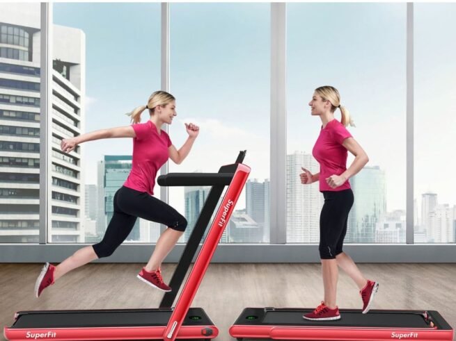 2 in 1 Foldable Electric Treadmill 1 to 12 Km/H 0.75HP Motor Bluetooth Speaker