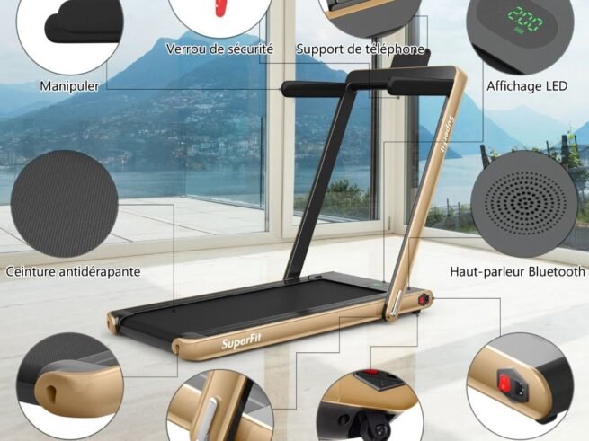 2 in 1 Foldable Electric Treadmill 1 to 12 Km/H 0.75HP Motor Bluetooth Speaker