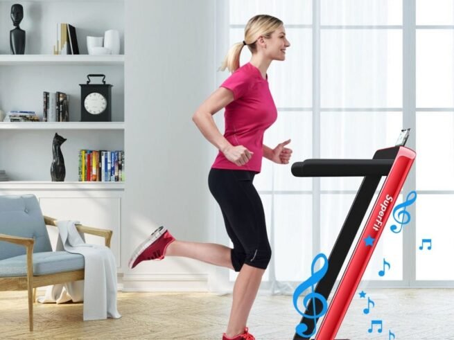 2 in 1 Foldable Electric Treadmill 1 to 12 Km/H 0.75HP Motor Bluetooth Speaker