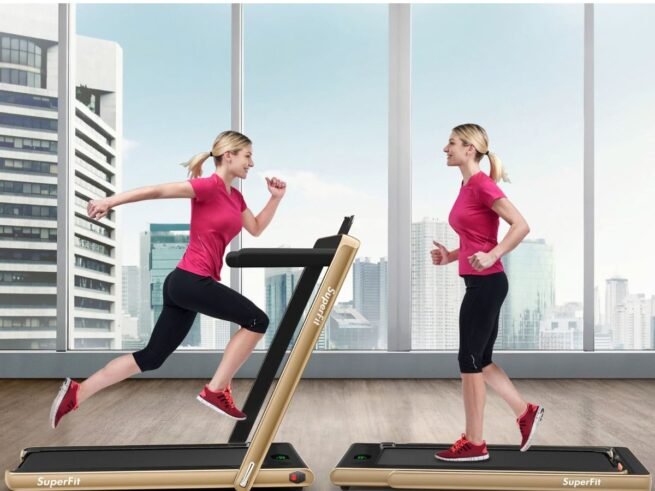 2 in 1 Foldable Electric Treadmill 1 to 12 Km/H 0.75HP Motor Bluetooth Speaker