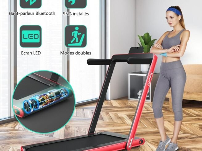 2 in 1 Foldable Electric Treadmill 1 to 12 Km/H 0.75HP Motor Bluetooth Speaker