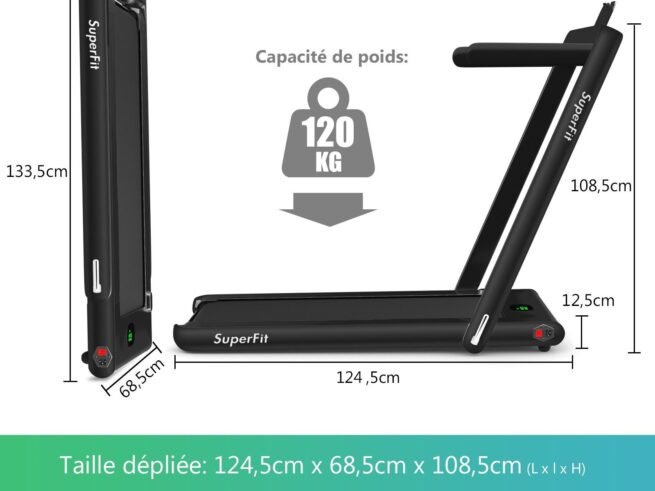 2 in 1 Foldable Electric Treadmill 1 to 12 Km/H 0.75HP Motor Bluetooth Speaker