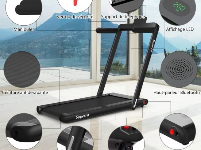2 in 1 Foldable Electric Treadmill 1 to 12 Km/H 0.75HP Motor Bluetooth Speaker