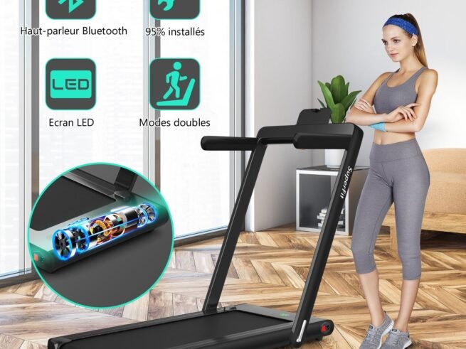 2 in 1 Foldable Electric Treadmill 1 to 12 Km/H 0.75HP Motor Bluetooth Speaker