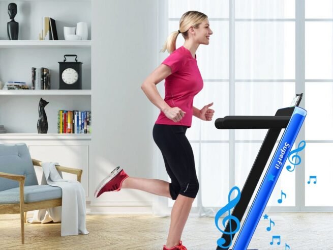 2 in 1 Foldable Electric Treadmill 1 to 12 Km/H 0.75HP Motor Bluetooth Speaker