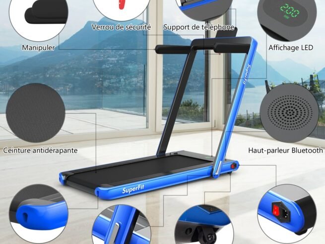2 in 1 Foldable Electric Treadmill 1 to 12 Km/H 0.75HP Motor Bluetooth Speaker