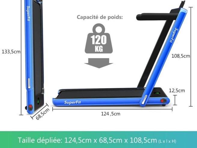 2 in 1 Foldable Electric Treadmill 1 to 12 Km/H 0.75HP Motor Bluetooth Speaker