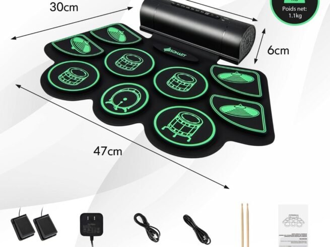 Electronic Drums 9 Pads MIDI Function 2 Stereo Speakers 2 Pedals 2 Sticks 7 Tythms and 4 Songs