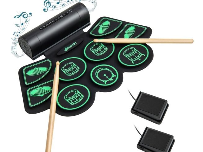 Electronic Drums 9 Pads MIDI Function 2 Stereo Speakers 2 Pedals 2 Sticks 7 Tythms and 4 Songs