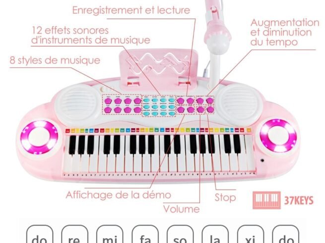 Electronic Keyboard Piano for Children 37 Keys 4 Percussion Effects Microphone