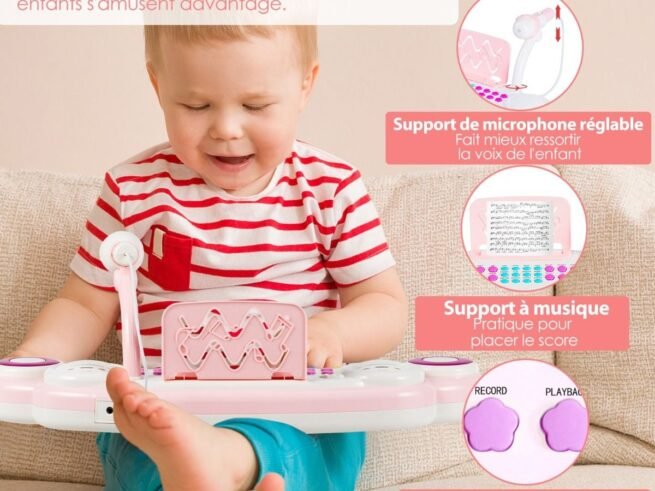 Electronic Keyboard Piano for Children 37 Keys 4 Percussion Effects Microphone