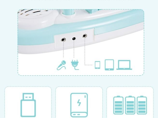 Electronic Piano Keyboard for Children 37 Keys Portable Rhythm Light Blue