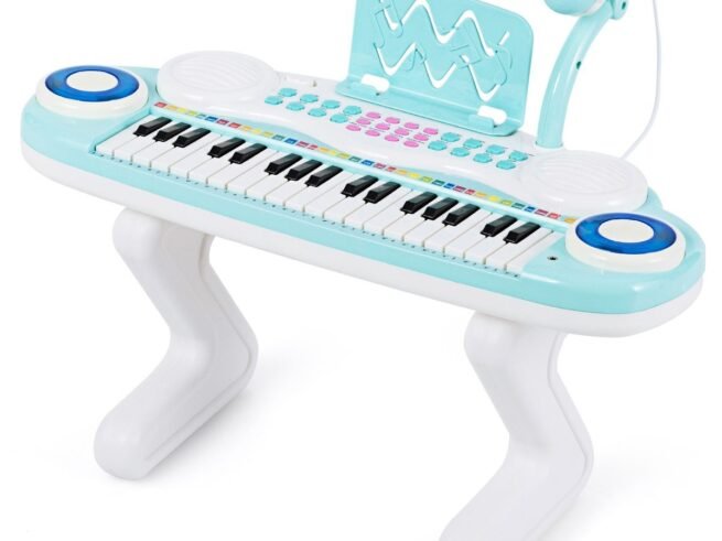 Electronic Piano Keyboard for Children 37 Keys Portable Rhythm Light Blue