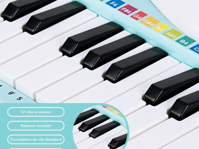 Electronic Piano Keyboard for Children 37 Keys Portable Rhythm Light Blue