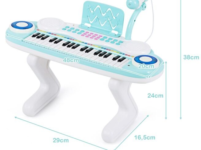 Electronic Piano Keyboard for Children 37 Keys Portable Rhythm Light Blue