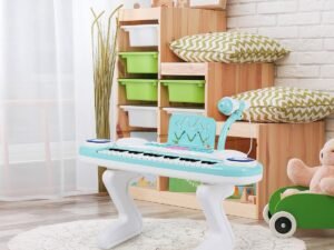 Electronic Piano Keyboard for Children 37 Keys Portable Rhythm Light Blue
