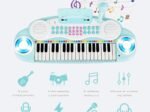 Electronic Piano Keyboard for Children 37 Keys Portable Rhythm Light Blue