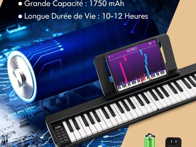 61-Key Foldable Digital Piano with 128 Sounds and 128 Rhythms Bluetooth