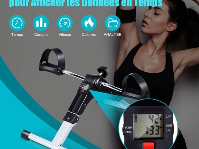 Foldable Pedal Exerciser LED Screen Adjustable Resistance Arm Leg Exercise
