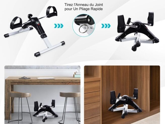 Foldable Pedal Exerciser LED Screen Adjustable Resistance Arm Leg Exercise