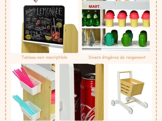 Wooden Shopping Set Toy with Supermarket Cashier Imitation Game
