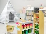 Wooden Shopping Set Toy with Supermarket Cashier Imitation Game
