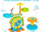 3 in 1 Kid's Electronic Drum Stool Microphone LED Lights MP3 Recording/Playback