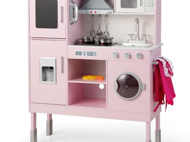 Children's Kitchen with 16 Accessories 3 Adjustable Height Sounds Lights