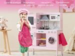 Children's Kitchen with 16 Accessories 3 Adjustable Height Sounds Lights