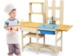 Outdoor Children's Kitchen with Stimulated Tap Shelves Removable Panel
