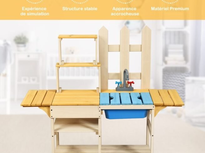 Outdoor Children's Kitchen with Stimulated Tap Shelves Removable Panel