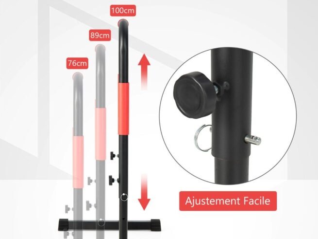 Parallel Dip Bars 3 Adjustable Heights 6 Handles Steel Frame Support 150kg
