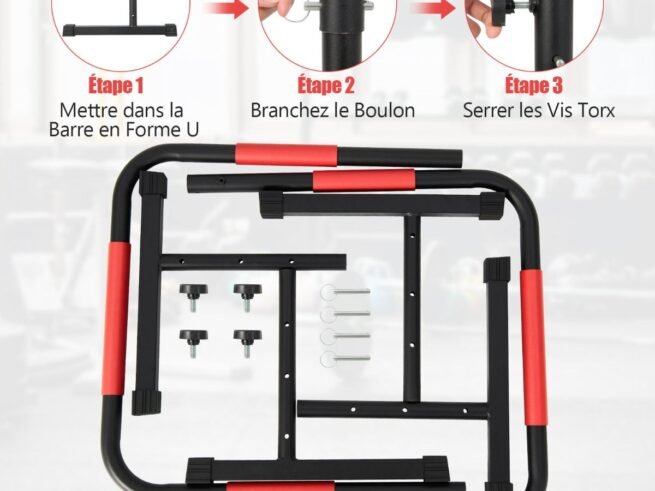 Parallel Dip Bars 3 Adjustable Heights 6 Handles Steel Frame Support 150kg