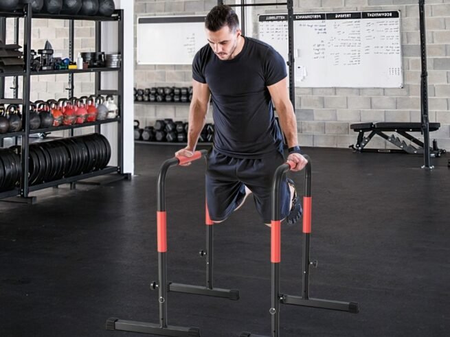 Parallel Dip Bars 3 Adjustable Heights 6 Handles Steel Frame Support 150kg