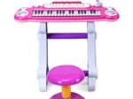 Electronic Piano Keyboard 37 Keys Stool and Microphone Pink