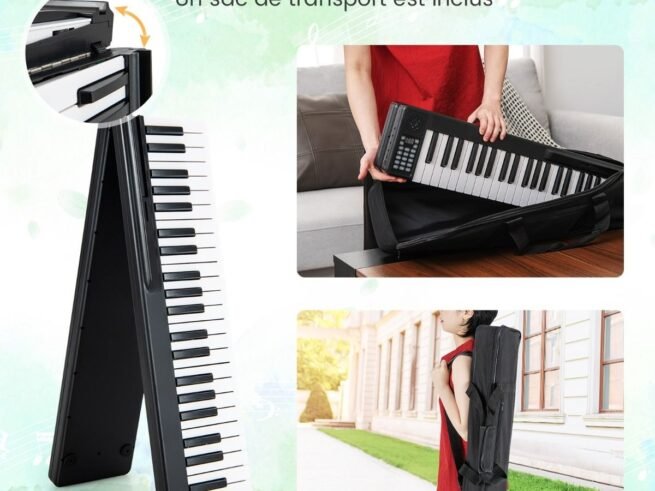 88 Keys Foldable Digital Piano Keyboard with Bluetooth MIDI Function