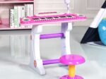Electronic Piano Keyboard 37 Keys Stool and Microphone Pink