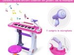 Electronic Piano Keyboard 37 Keys Stool and Microphone Pink