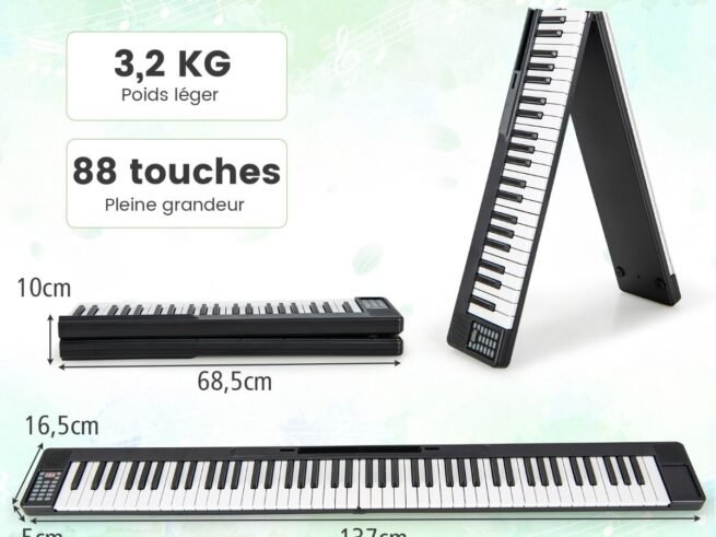 88 Keys Foldable Digital Piano Keyboard with Bluetooth MIDI Function