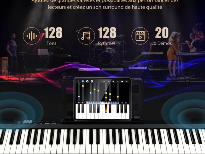 Digital Keyboard Piano 88 Keys Bluetooth Function Adjustable 128 Rhythms 2 Speakers