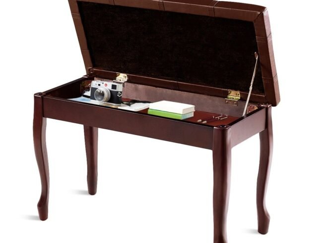 Piano Bench with Comfortable Padded Leather Cushion Storage Compartment