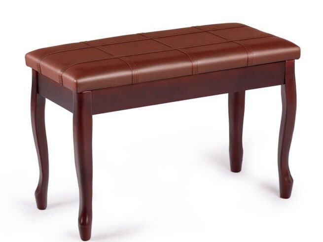 Piano Bench with Comfortable Padded Leather Cushion Storage Compartment