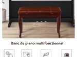 Piano Bench with Comfortable Padded Leather Cushion Storage Compartment