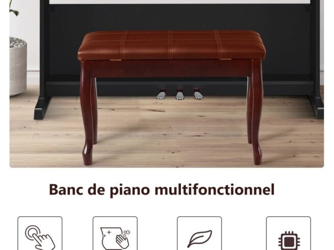 Piano Bench with Comfortable Padded Leather Cushion Storage Compartment