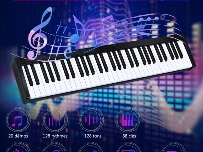 Piano Keyboard for Children 61 Keys Bluetooth 128 Rhythms 20 Demos MIDI / USB