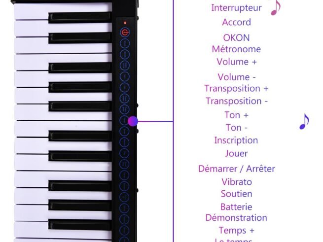Piano Keyboard for Children 61 Keys Bluetooth 128 Rhythms 20 Demos MIDI / USB