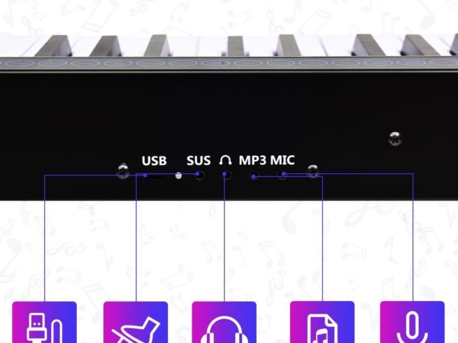Piano Keyboard for Children 61 Keys Bluetooth 128 Rhythms 20 Demos MIDI / USB