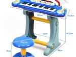 Electronic Piano Keyboard 37 Keys Stool and Microphone Blue
