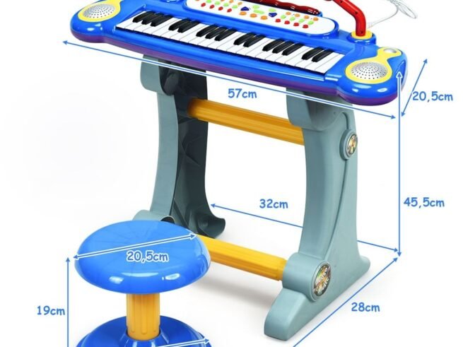 Electronic Piano Keyboard 37 Keys Stool and Microphone Blue