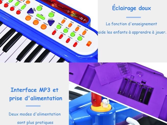 Electronic Piano Keyboard 37 Keys Stool and Microphone Blue